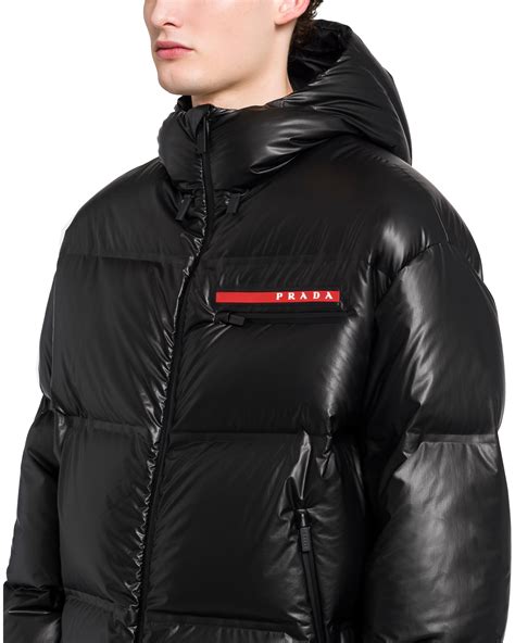 prada black puffer jacket mens|prada nylon jacket men's.